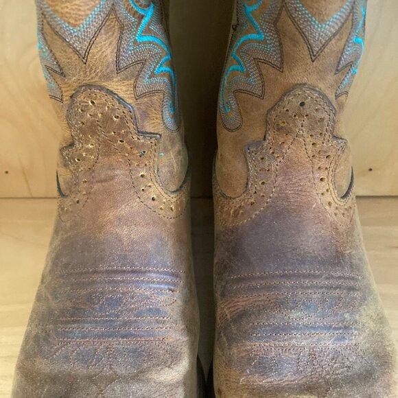 Justin Women’s “Sevana” Western Boots SVL7311 Tan & Turquoise – Size 9.5B VGUC - Picture 4 of 13
